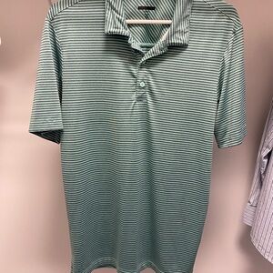 Adidas Green and Gray Golf Shirt with Classic Stripes